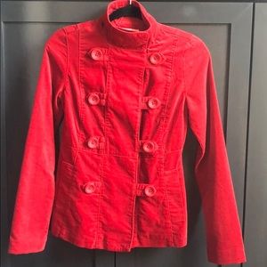 RED CORDUROY/VELVET feel PEACOAT JACKET